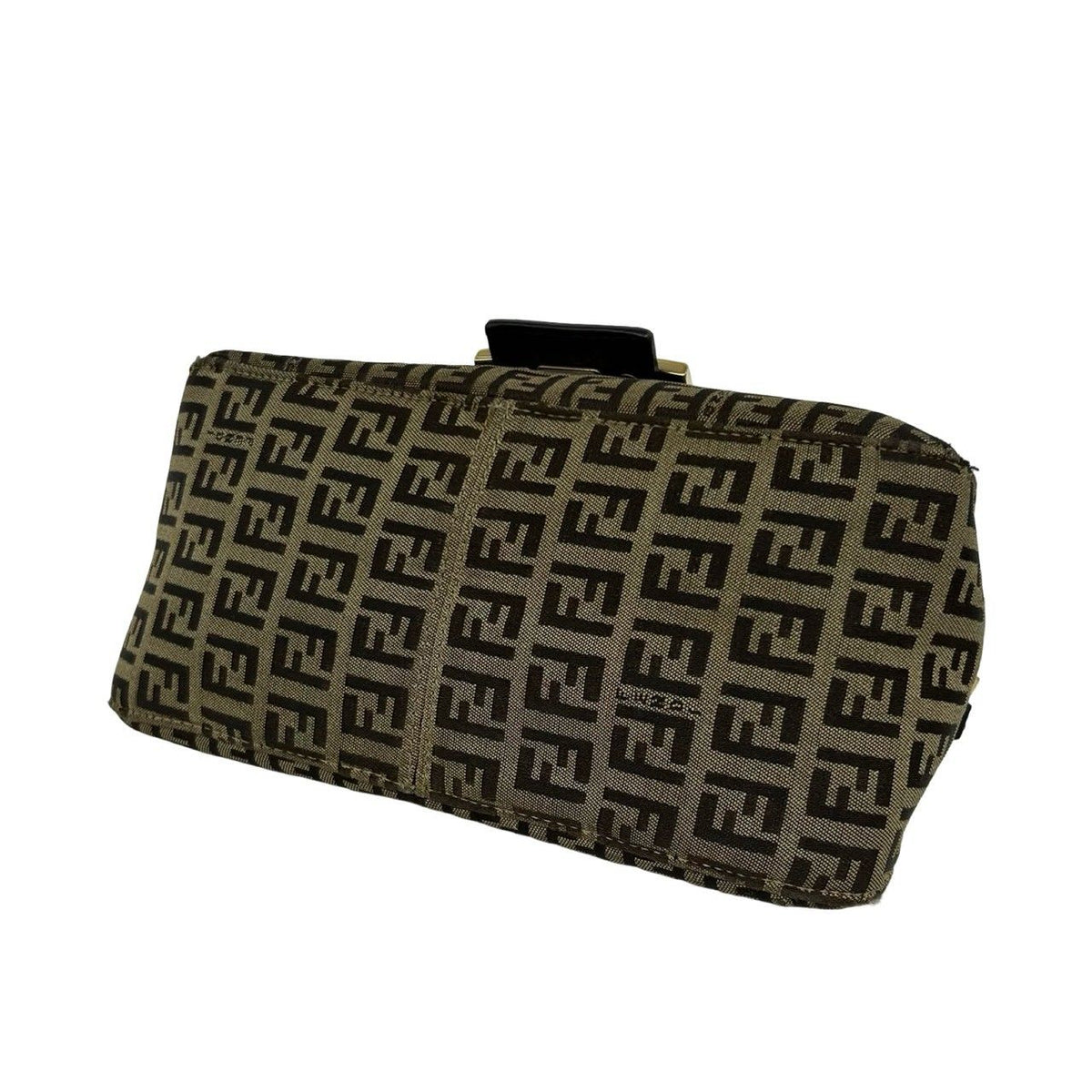 Fendi Zucchino Canvas Leather Shoulder Bag