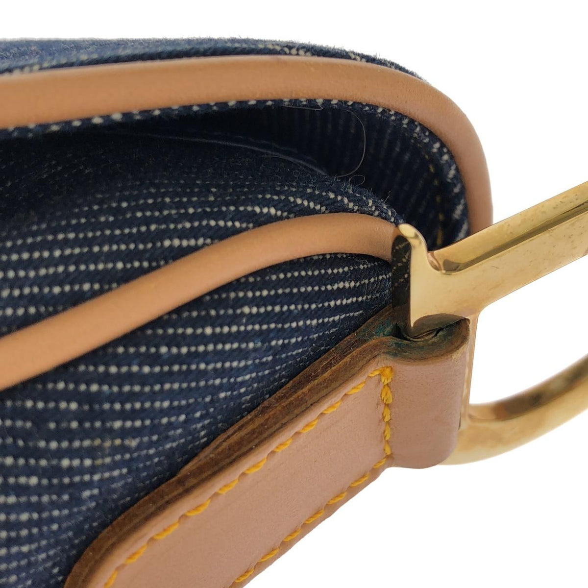 Christian Dior Saddle Denim Leather Shoulder Bag
