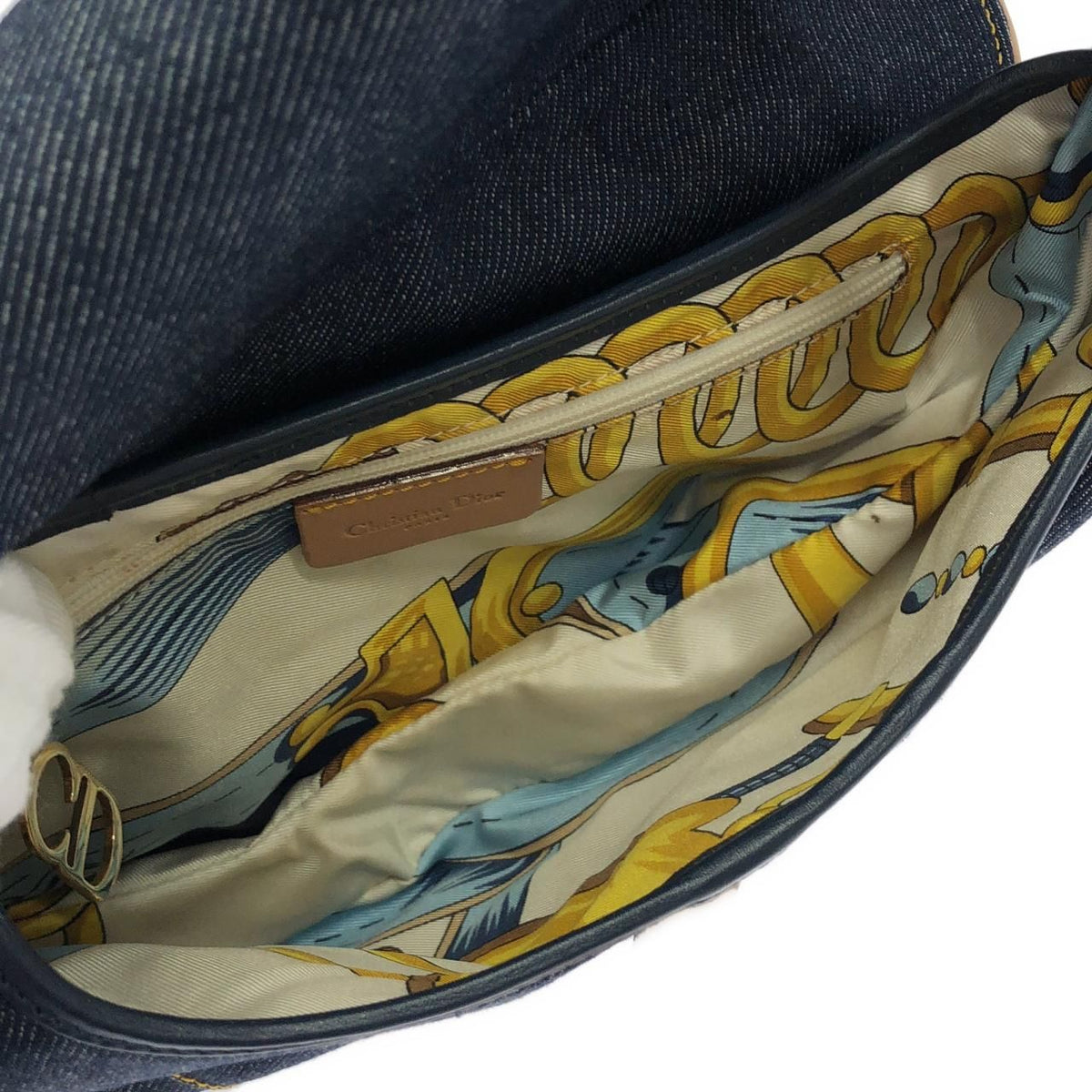 Christian Dior Saddle Denim Leather Shoulder Bag