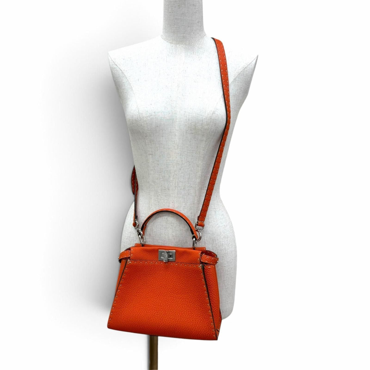 Fendi Selleria Peekaboo Mini Leather 2way Shoulder Bag