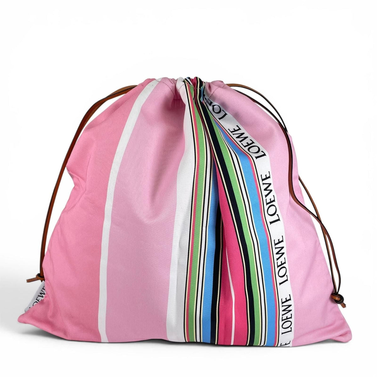 Loewe Pouch Drawstring Logo Patch Stripe Pattern Drawstring Bag