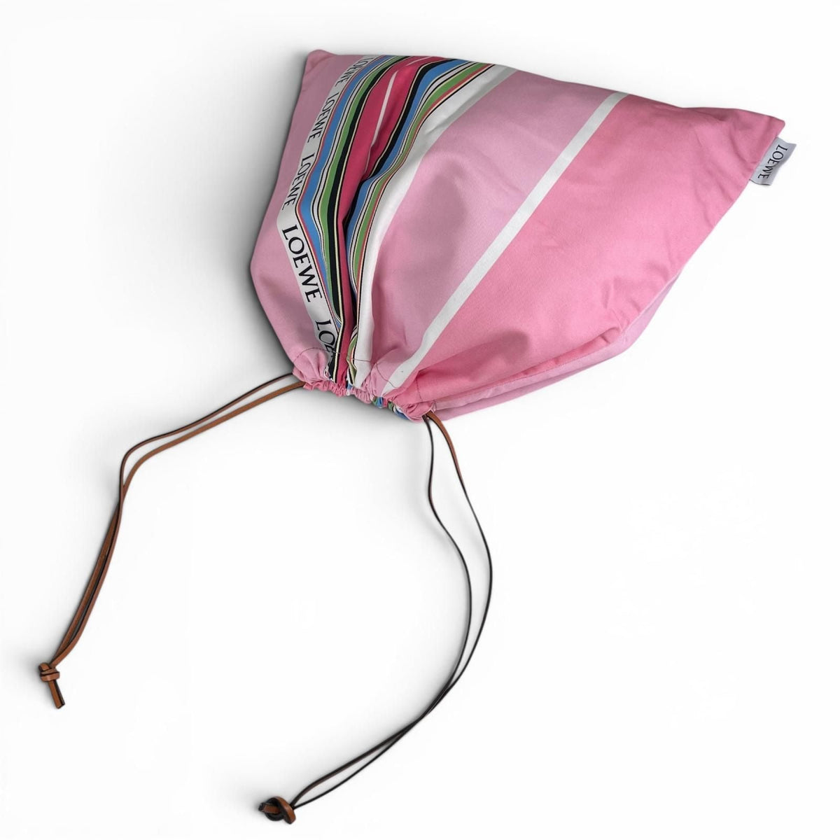 Loewe Pouch Drawstring Logo Patch Stripe Pattern Drawstring Bag