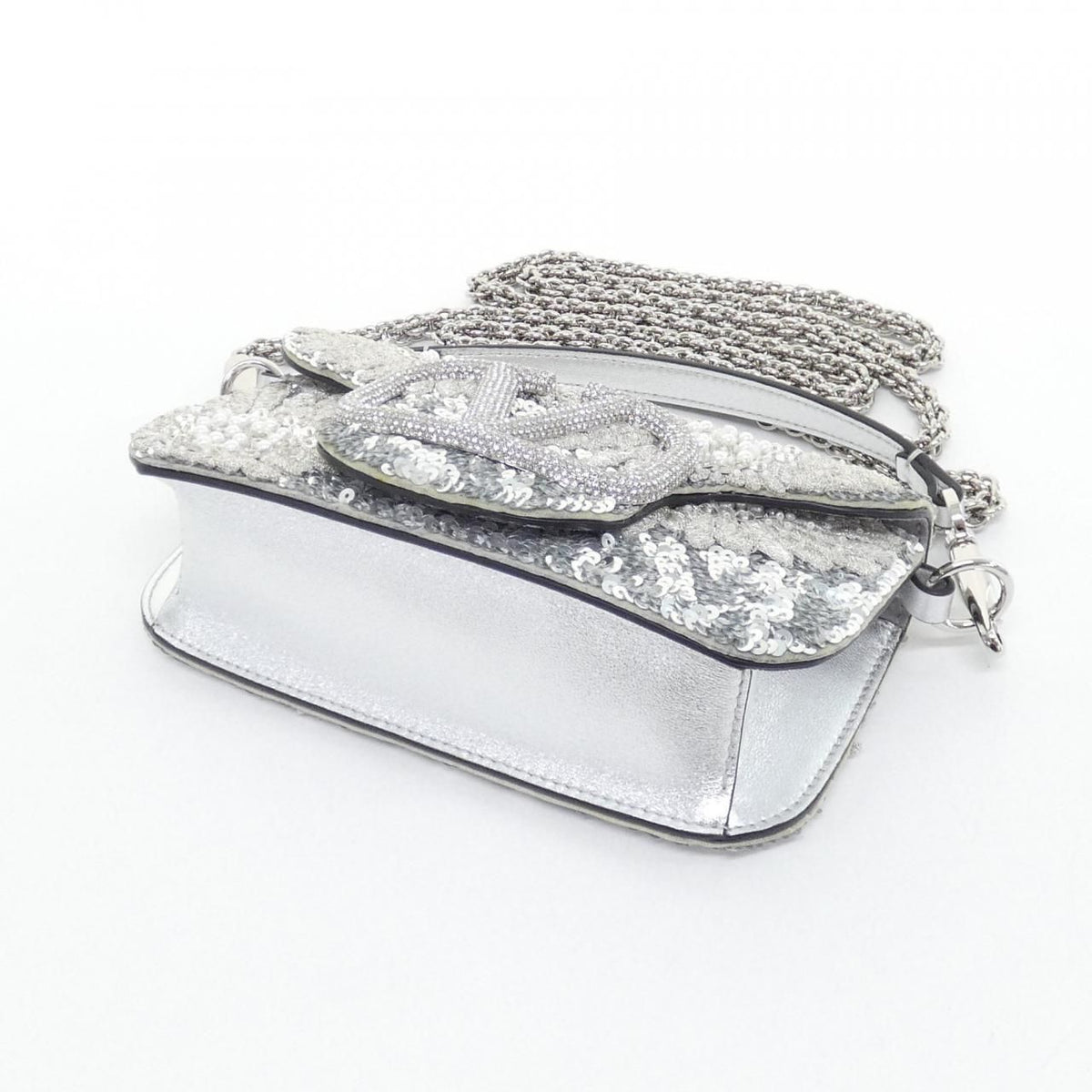 Valentino Garavani Sequin Leather Pearl Shoulder Bag