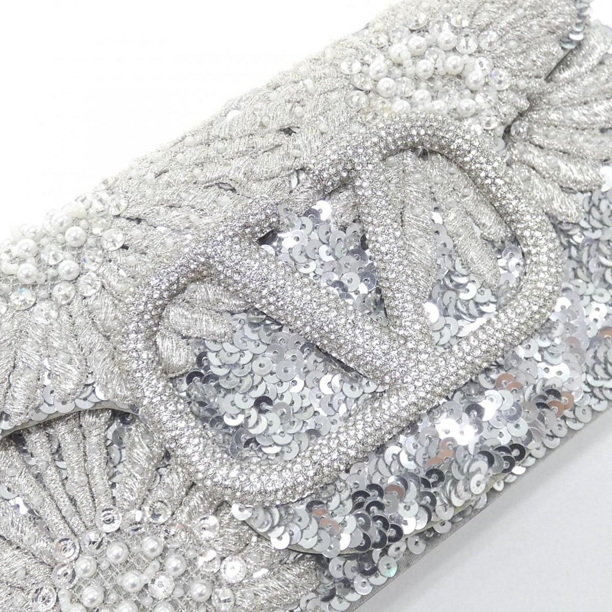 Valentino Garavani Sequin Leather Pearl Shoulder Bag