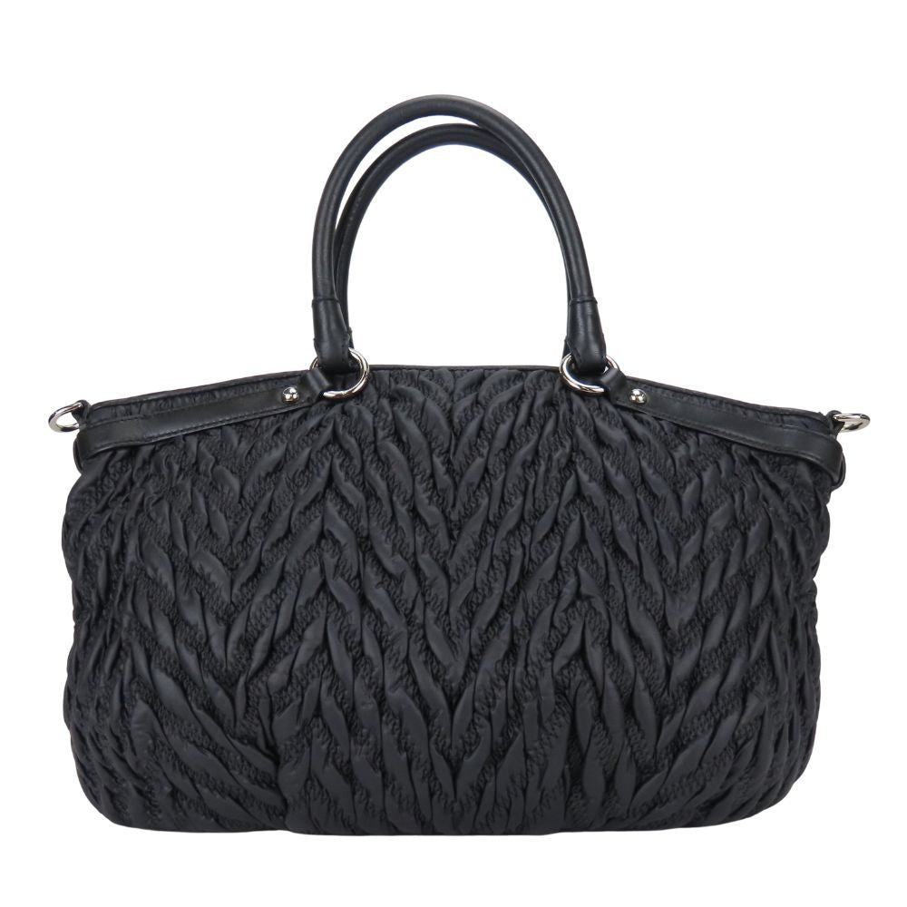 COACH Gathered Nylon Leather Handbag