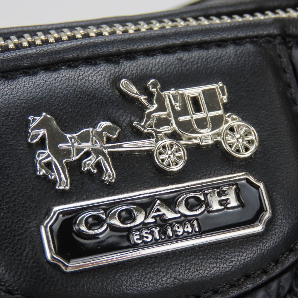 COACH Gathered Nylon Leather Handbag