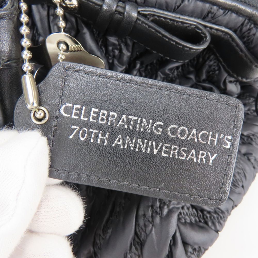 COACH Gathered Nylon Leather Handbag