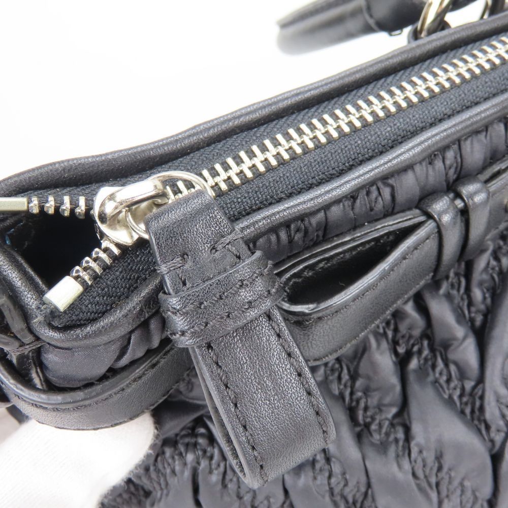 COACH Gathered Nylon Leather Handbag