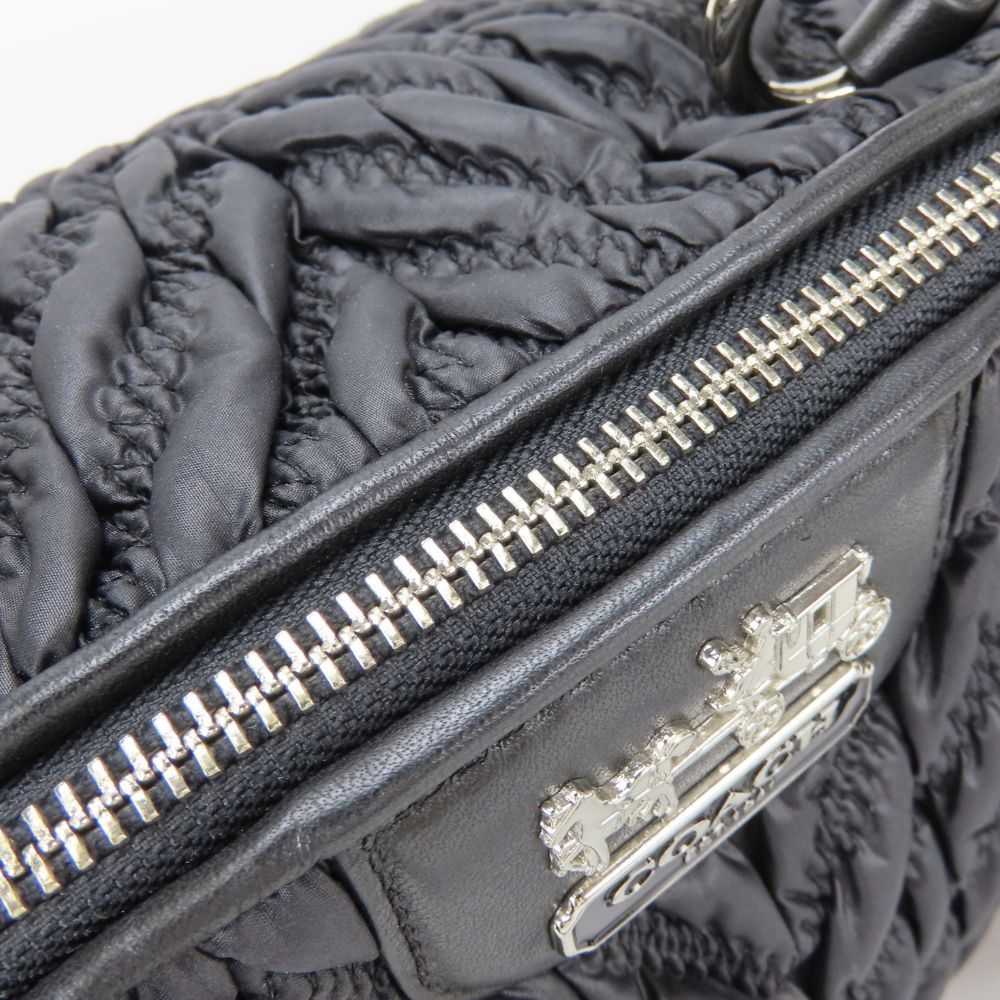 COACH Gathered Nylon Leather Handbag