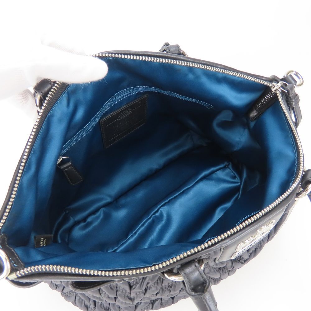 COACH Gathered Nylon Leather Handbag