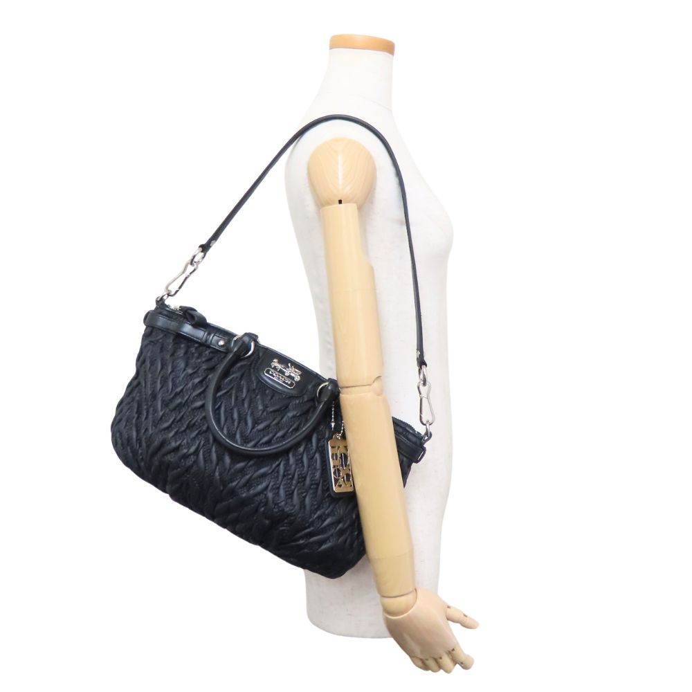 COACH Gathered Nylon Leather Handbag