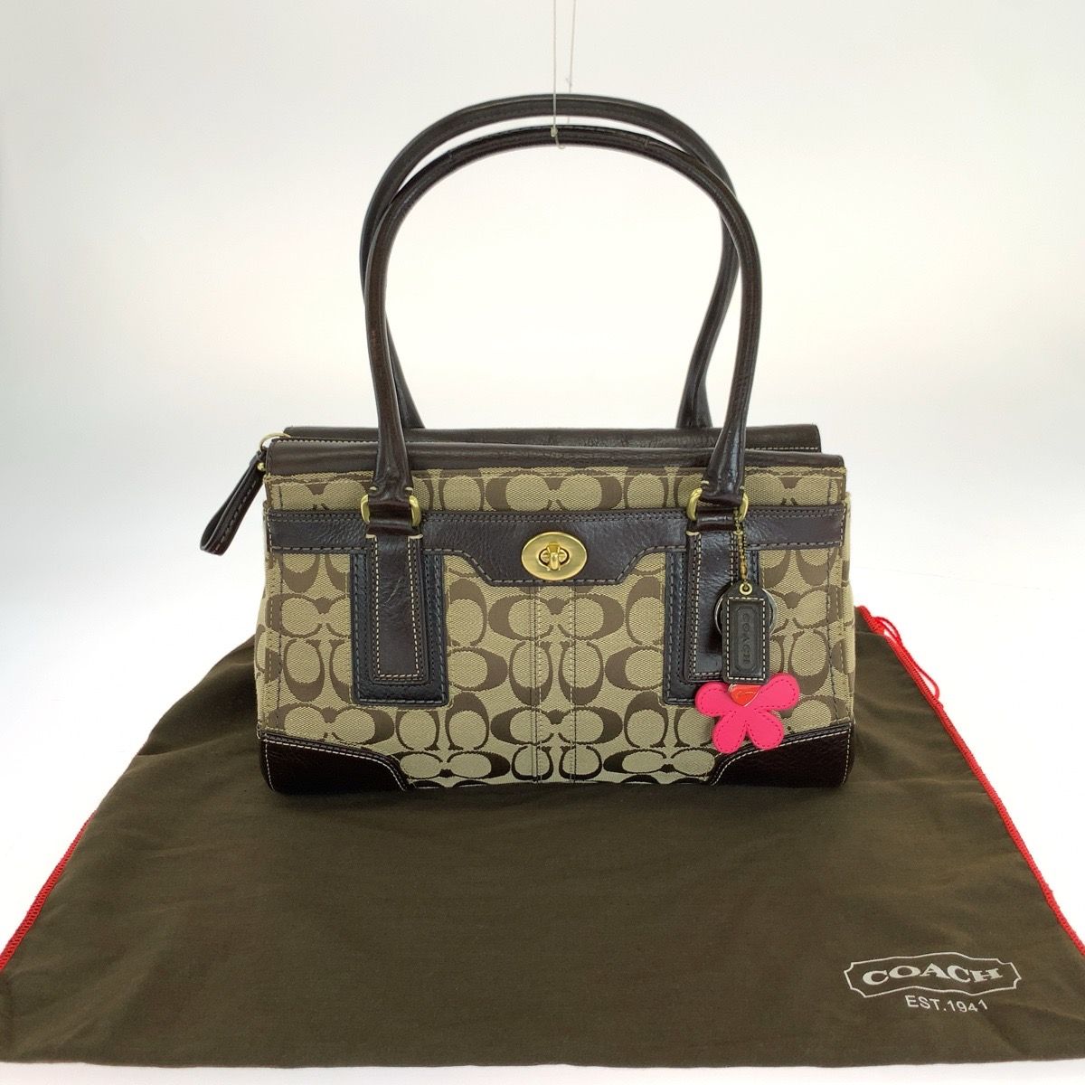 Coach Signature Canvas Leather Tote Bag