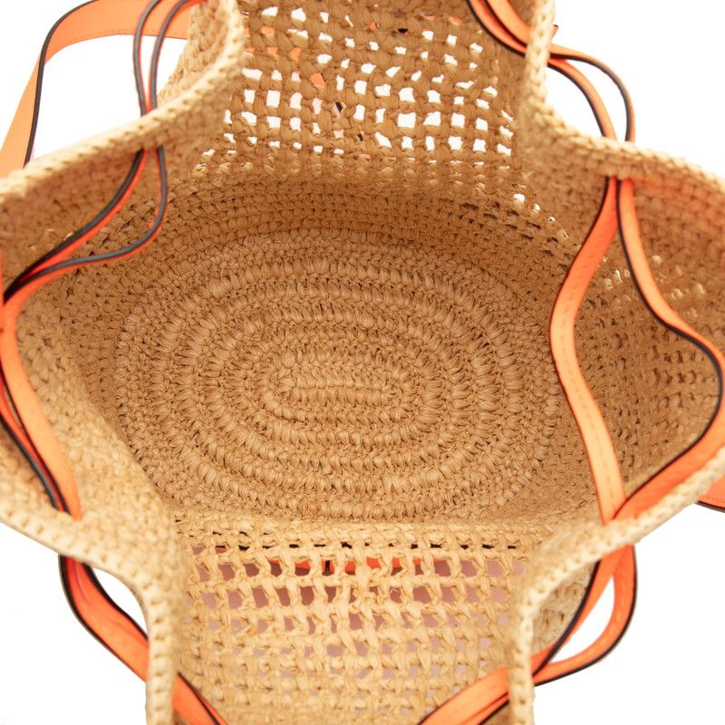 Loewe Anagram Balloon Raffia Leather Shoulder Bag