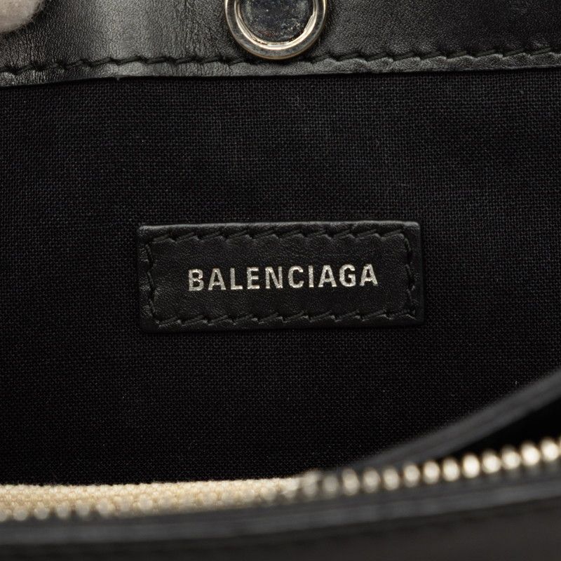 Balenciaga Navy Pochette Canvas Leather Shoulder Bag