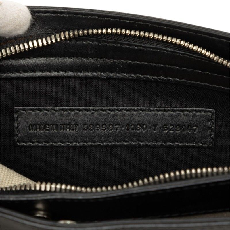 Balenciaga Navy Pochette Canvas Leather Shoulder Bag