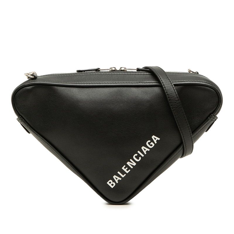 Balenciaga Triangle Logo Print Leather Shoulder Bag