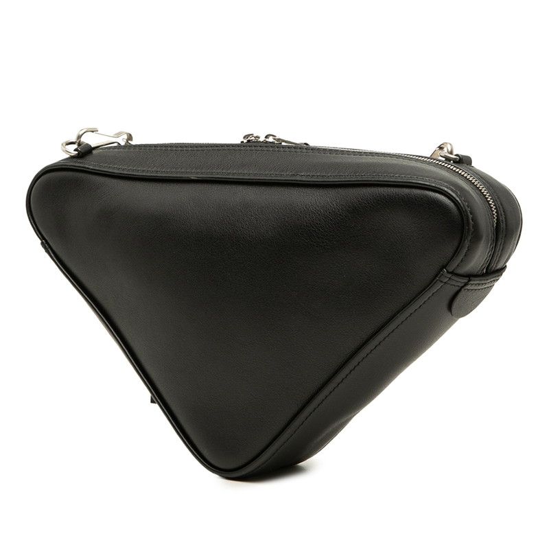 Balenciaga Triangle Logo Print Leather Shoulder Bag