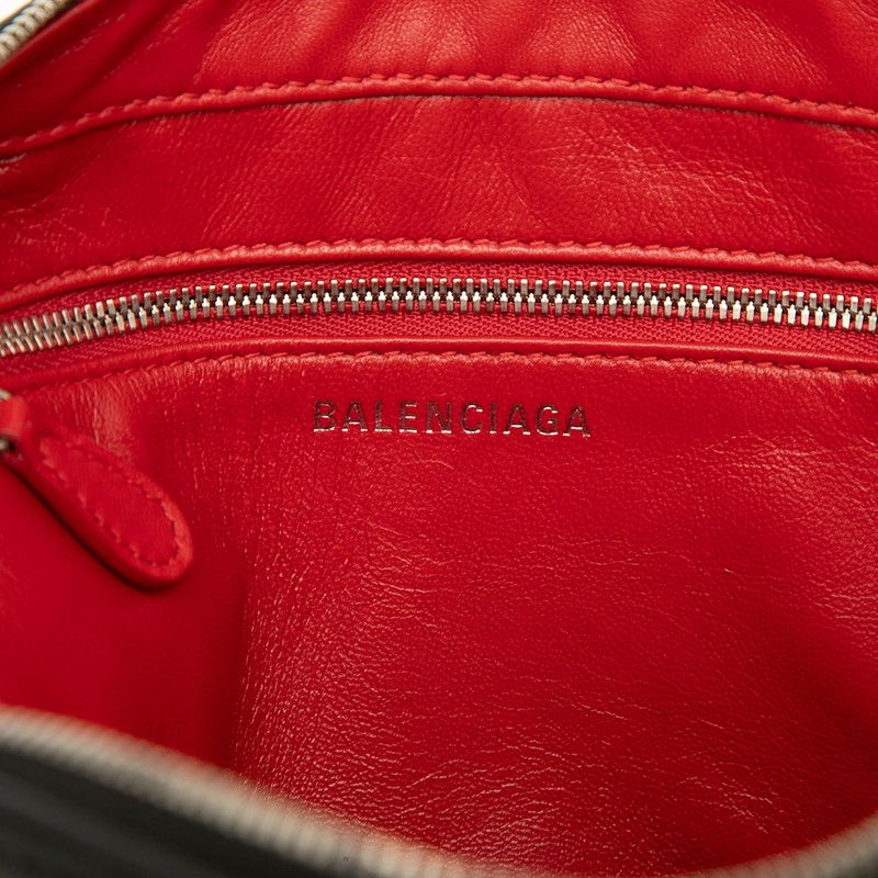 Balenciaga Triangle Logo Print Leather Shoulder Bag