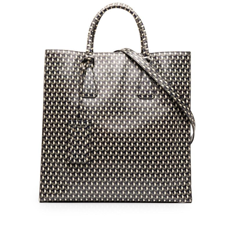 Prada Saffiano Stampato Geometric 2way Shoulder Bag