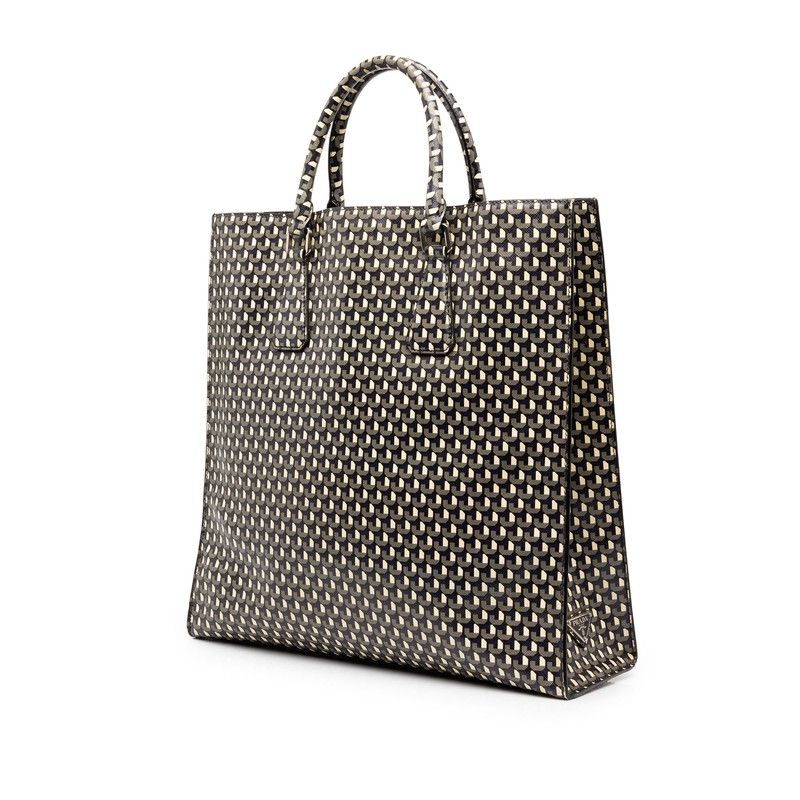 Prada Saffiano Stampato Geometric 2way Shoulder Bag