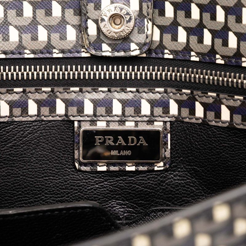 Prada Saffiano Stampato Geometric 2way Shoulder Bag