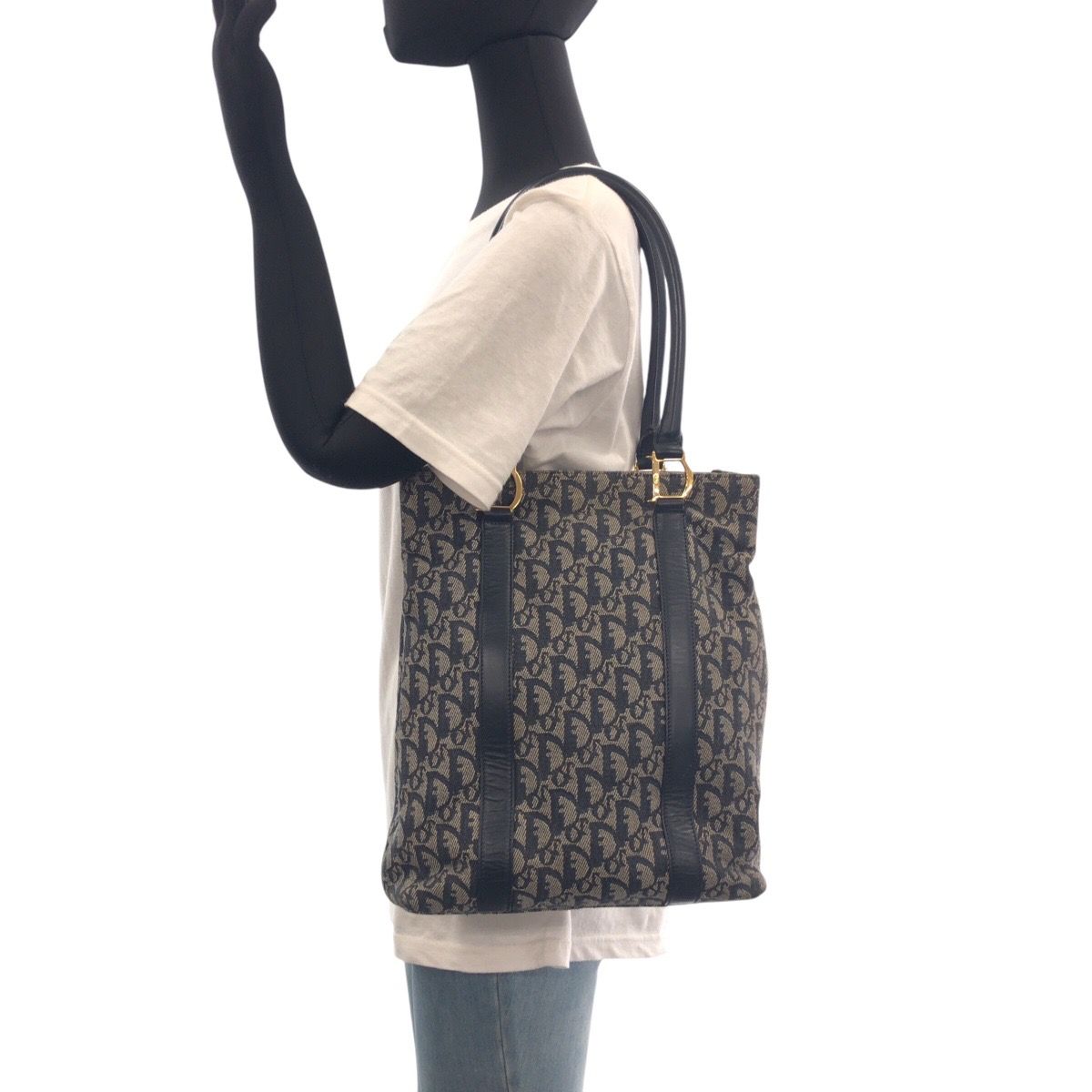 Dior Trotter Canvas Leather Tote Bag