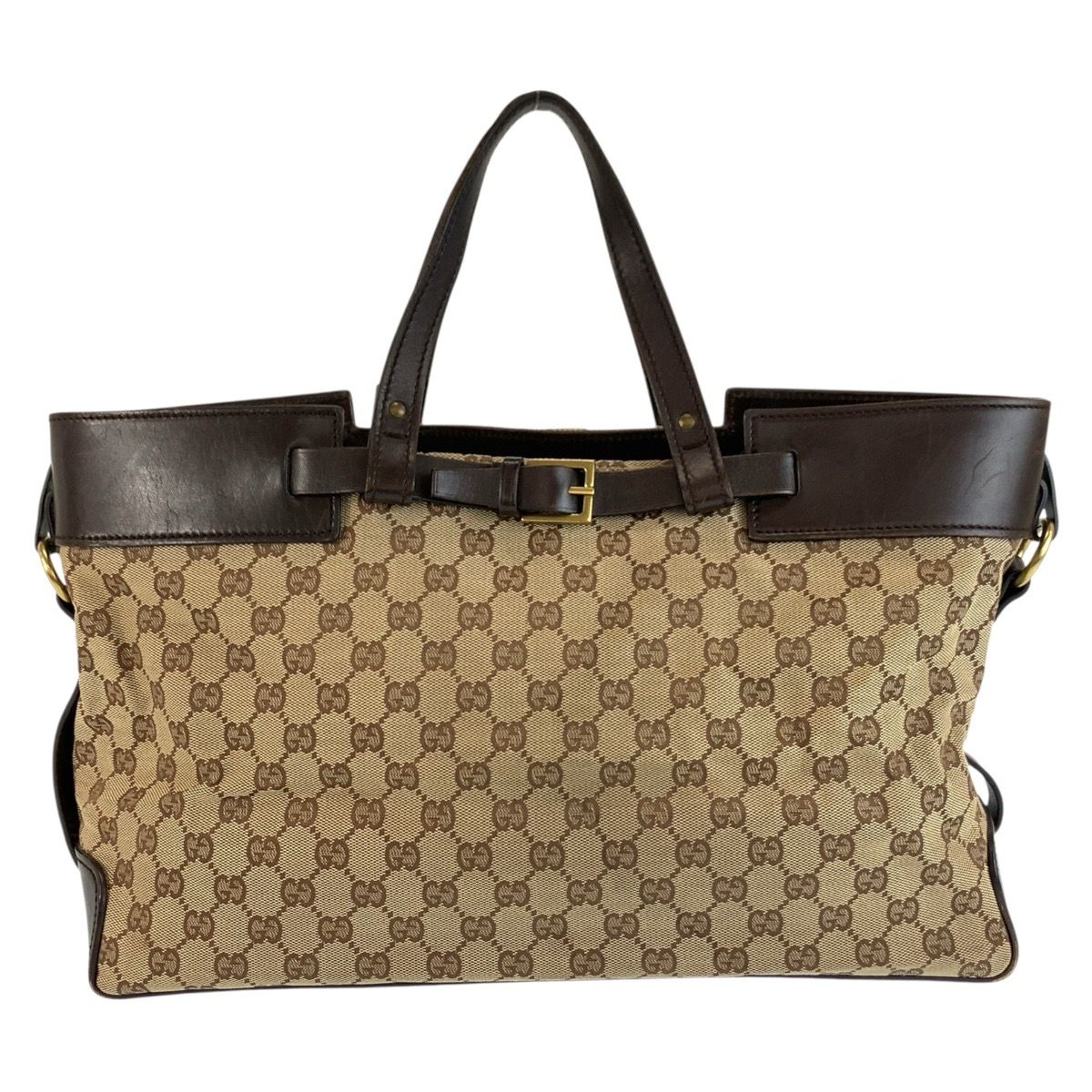 Gucci GG Canvas Leather Tote Bag