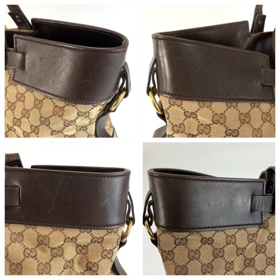 Gucci GG Canvas Leather Tote Bag