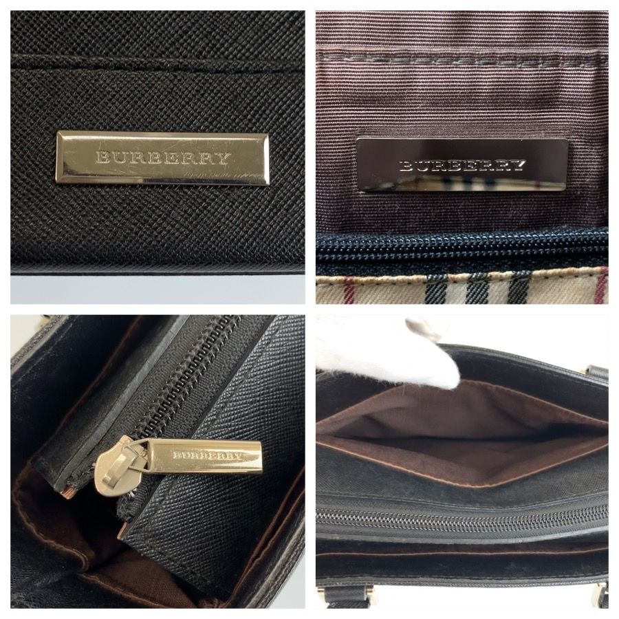 Burberry Check Leather Tote Bag