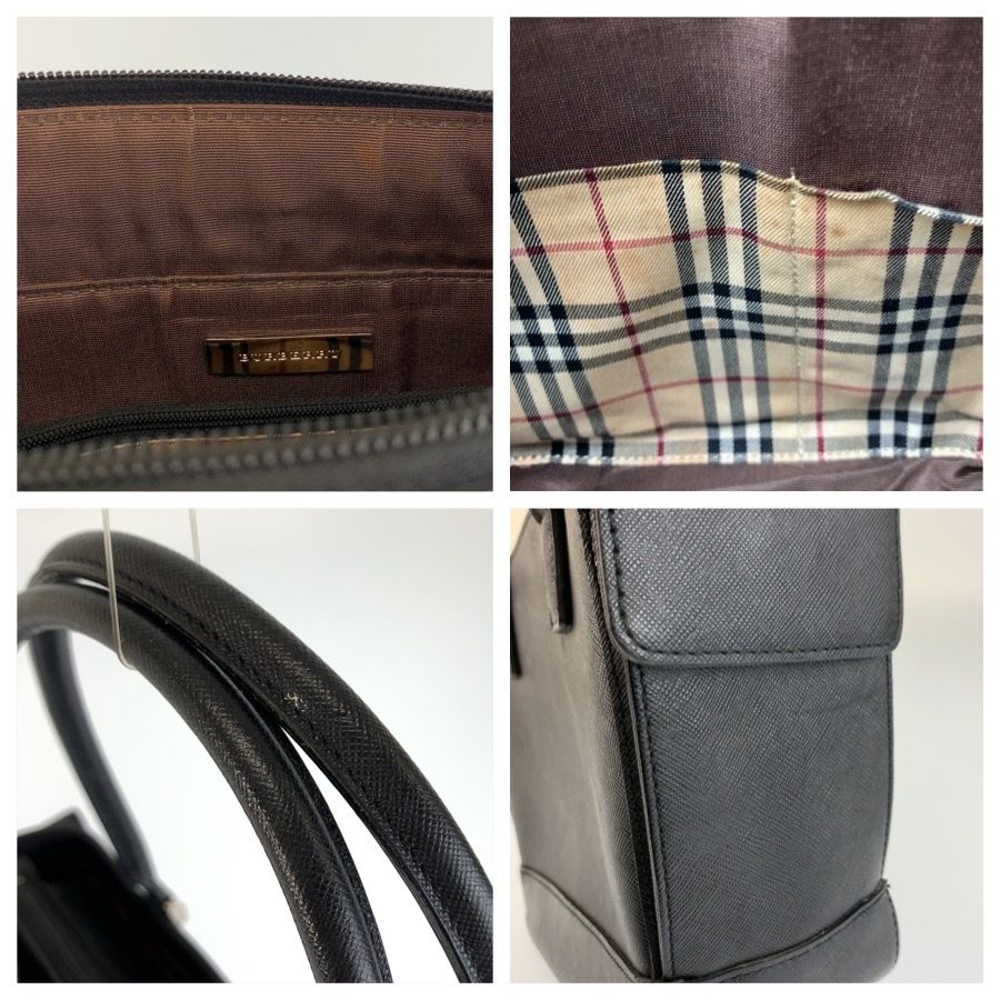 Burberry Check Leather Tote Bag