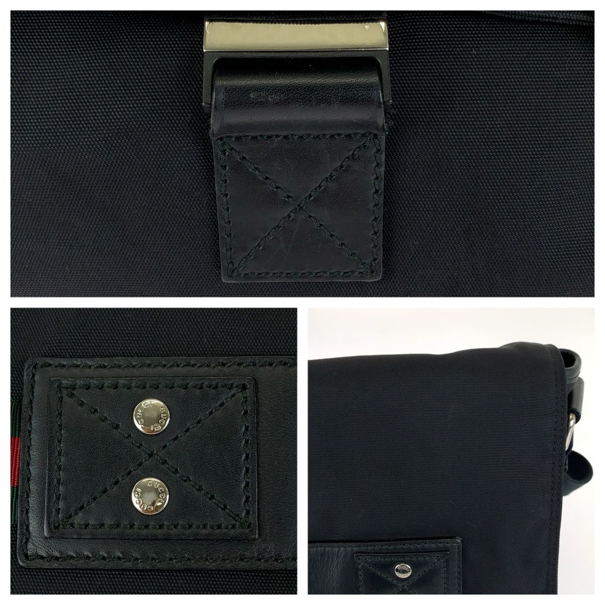 Gucci Shearling Line Nylon Leather Shoulder Bag