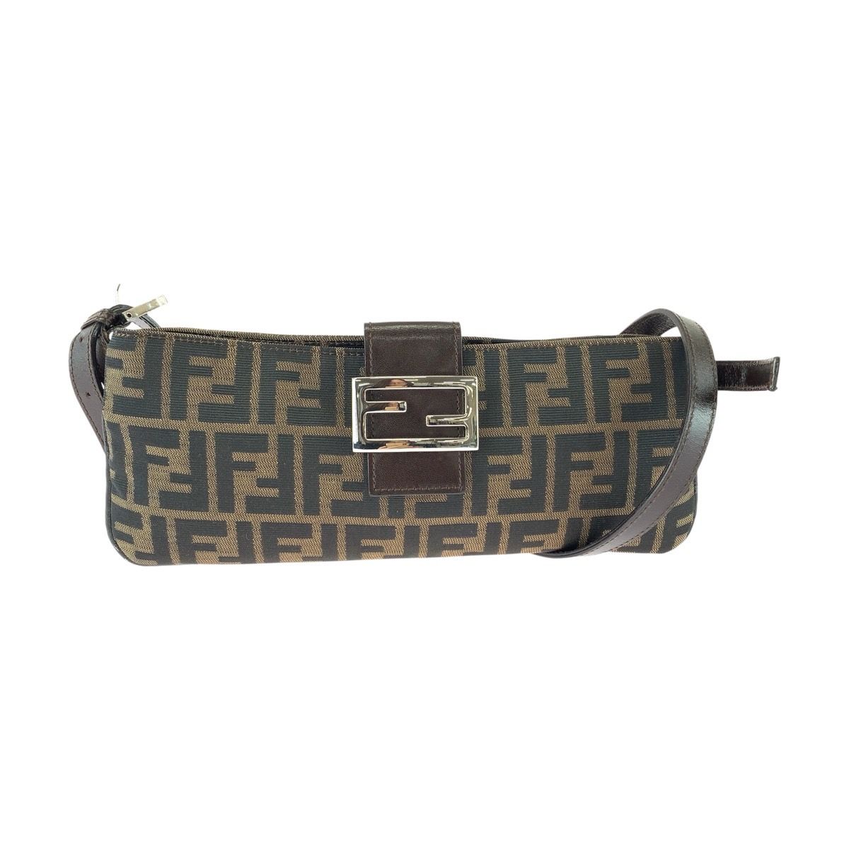 Fendi Zucca Canvas Leather Shoulder Bag