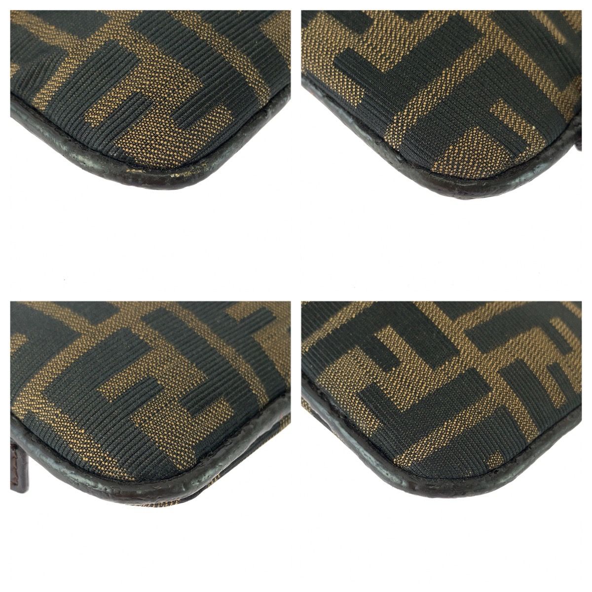 Fendi Zucca Canvas Leather Shoulder Bag