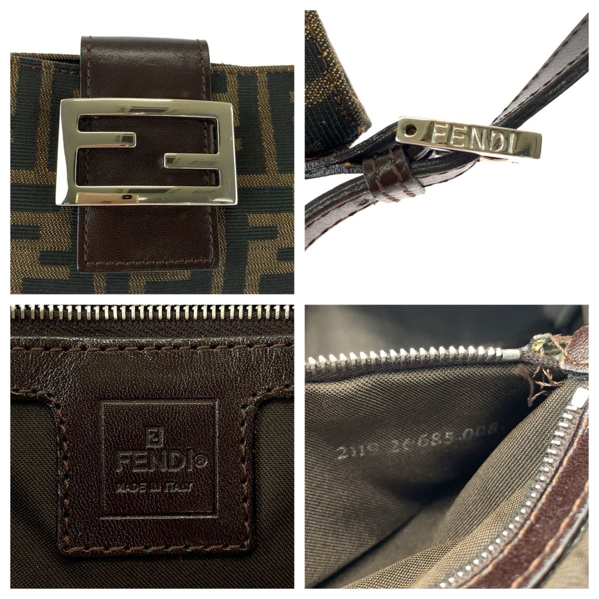 Fendi Zucca Canvas Leather Shoulder Bag