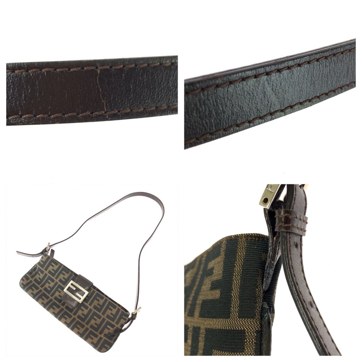 Fendi Zucca Canvas Leather Shoulder Bag