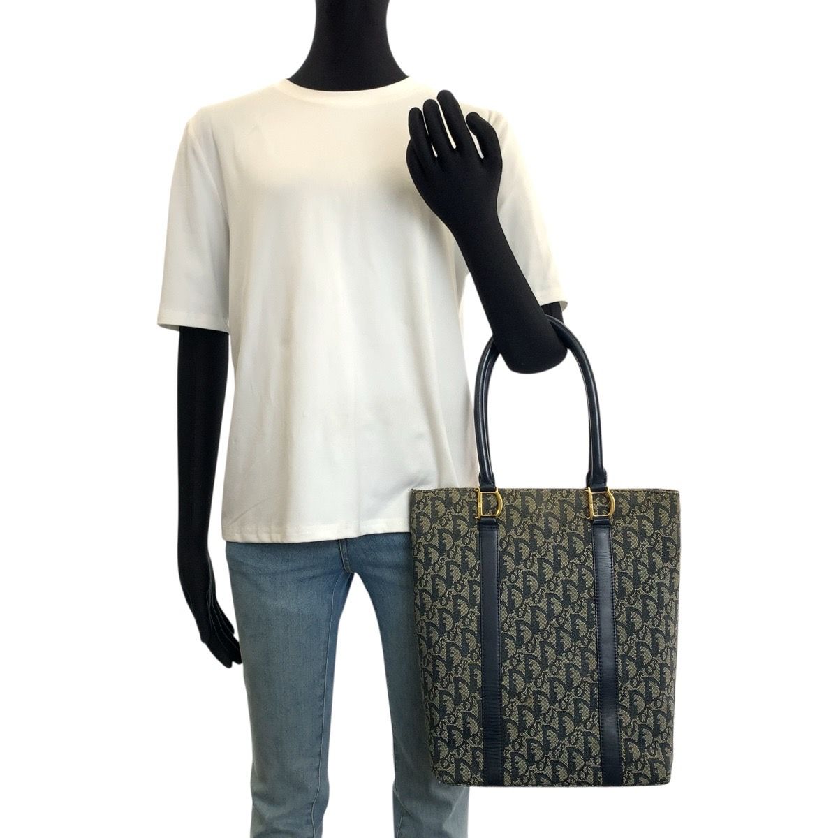 Dior Trotter Canvas Leather Tote Bag