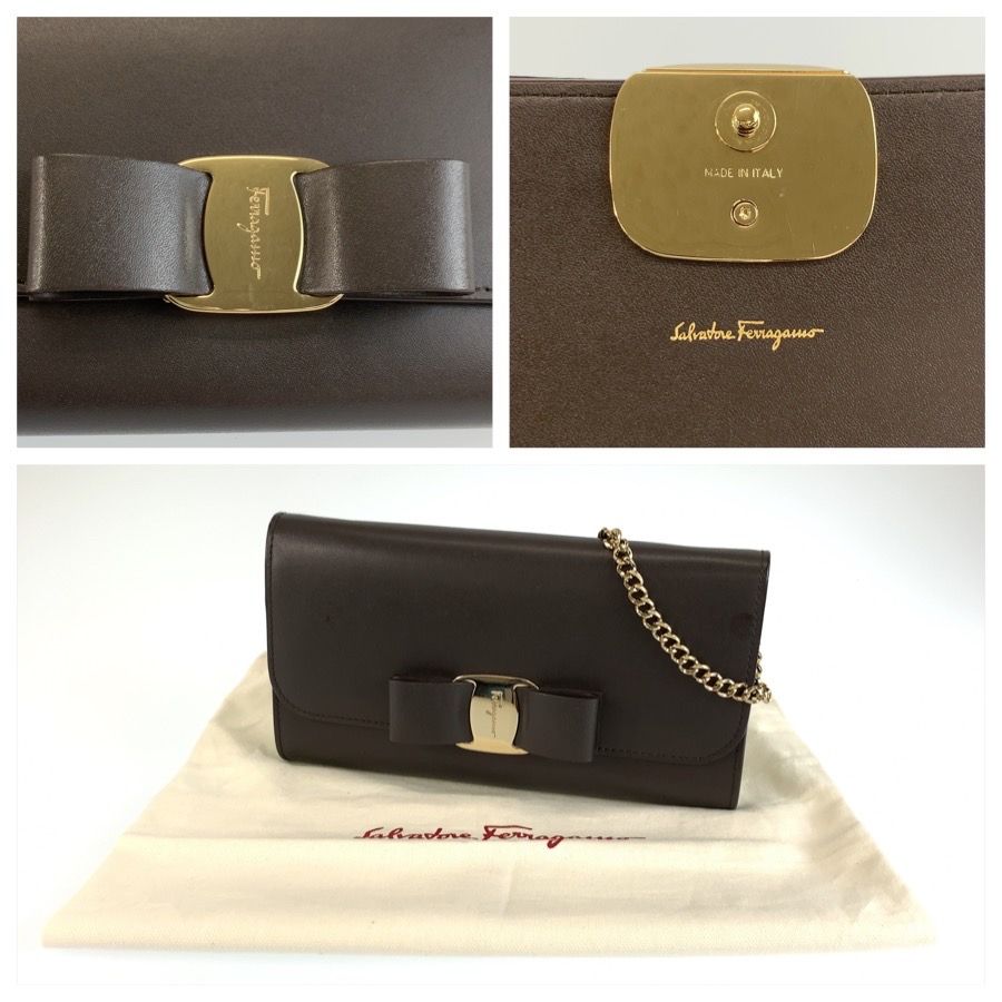 Salvatore Ferragamo Vara Ribbon Leather Chain Wallet