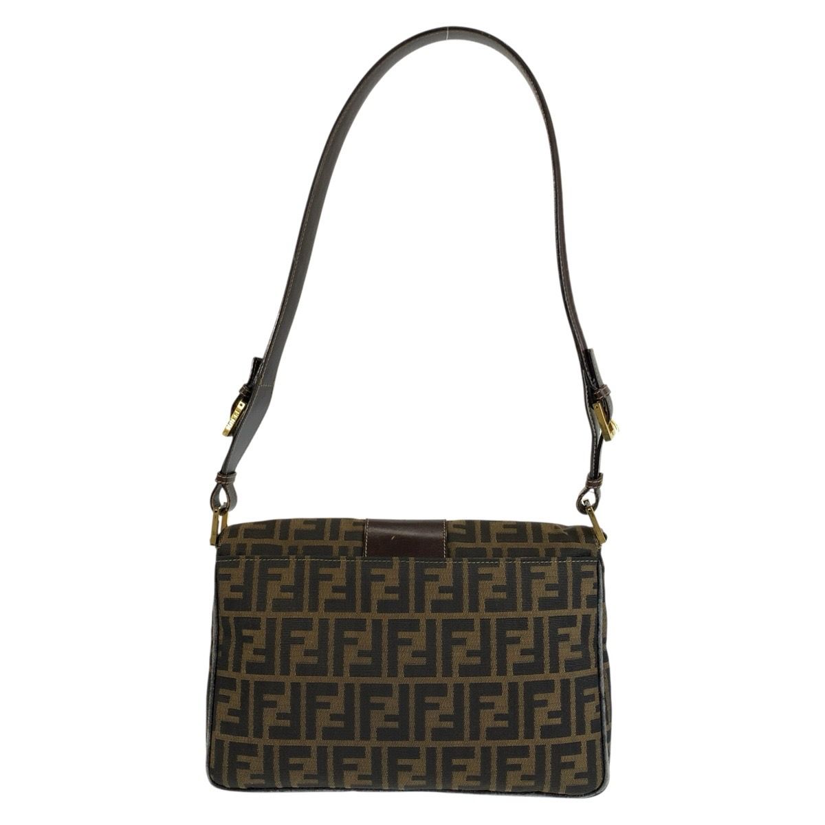 Fendi Zucca Canvas Leather Shoulder Bag