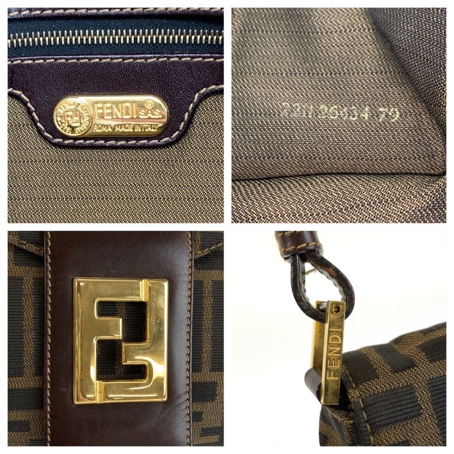 Fendi Zucca Canvas Leather Shoulder Bag