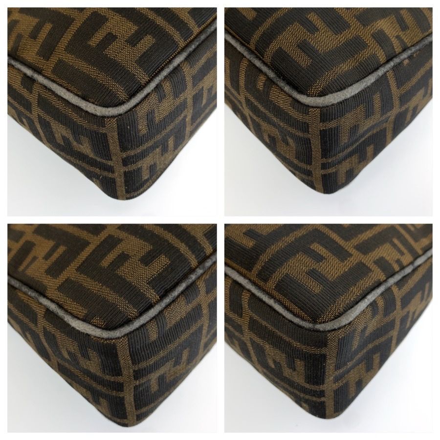 Fendi Zucca Canvas Leather Shoulder Bag