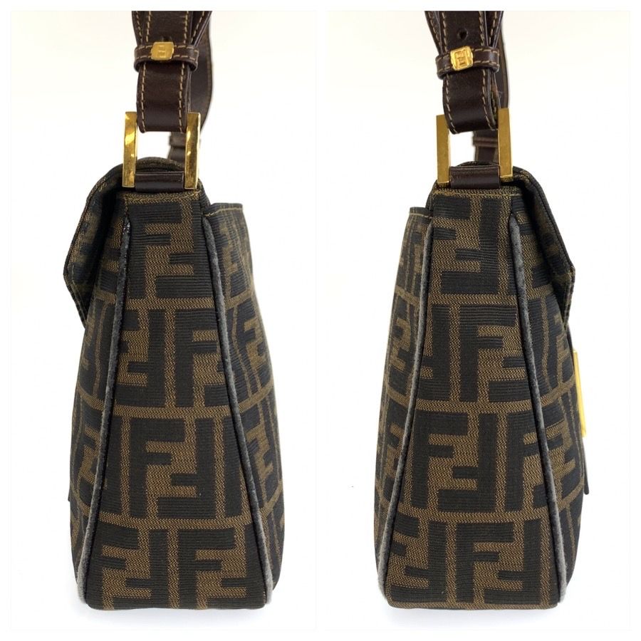 Fendi Zucca Canvas Leather Shoulder Bag