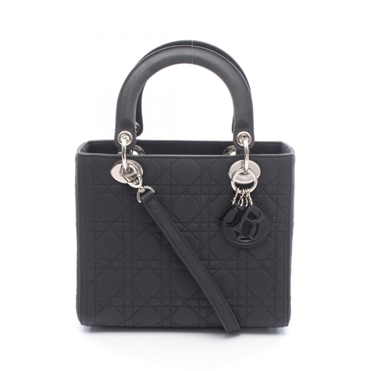 Preloved Dior LADY DIOR Christian Dior Cannage 2WAY Handbag Black leather 2101220080150