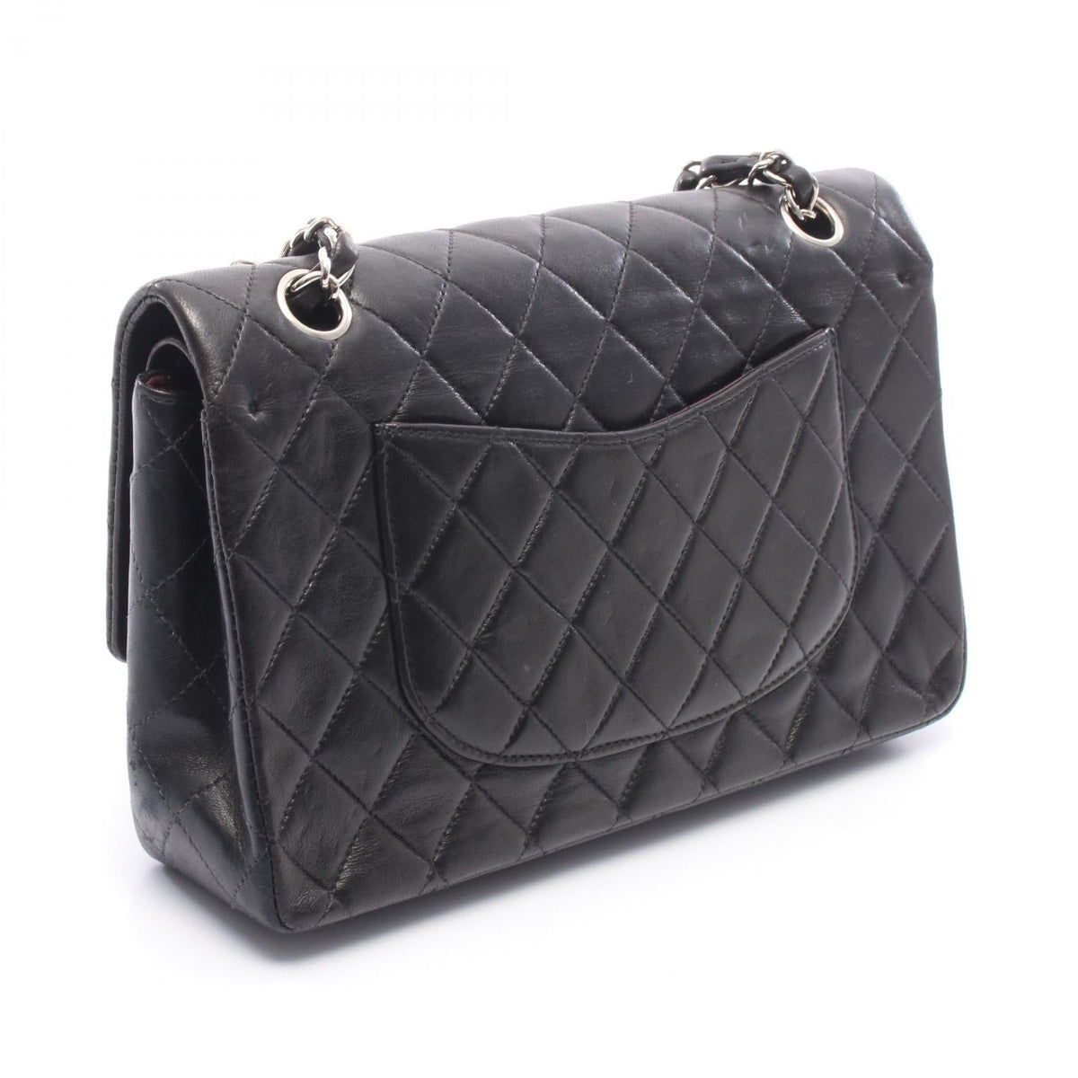 Preloved CHANEL Black Matelasse W flap Lambskin (sheep leather) 2101219887302