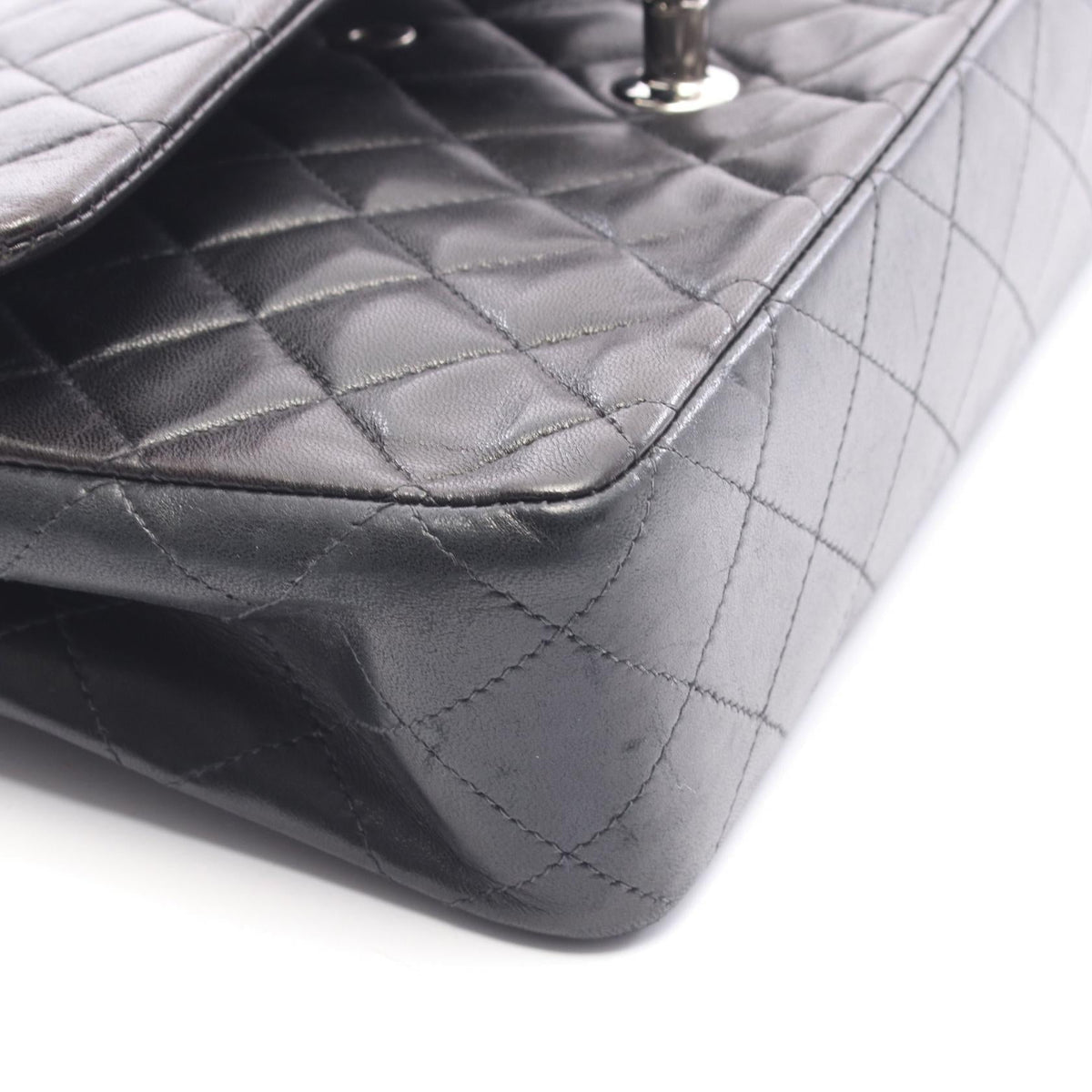 Preloved CHANEL Black Matelasse W flap Lambskin (sheep leather) 2101219887302