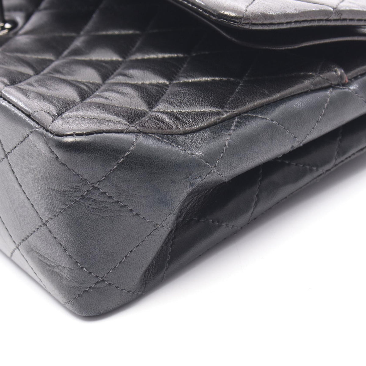 Preloved CHANEL Black Matelasse W flap Lambskin (sheep leather) 2101219887302