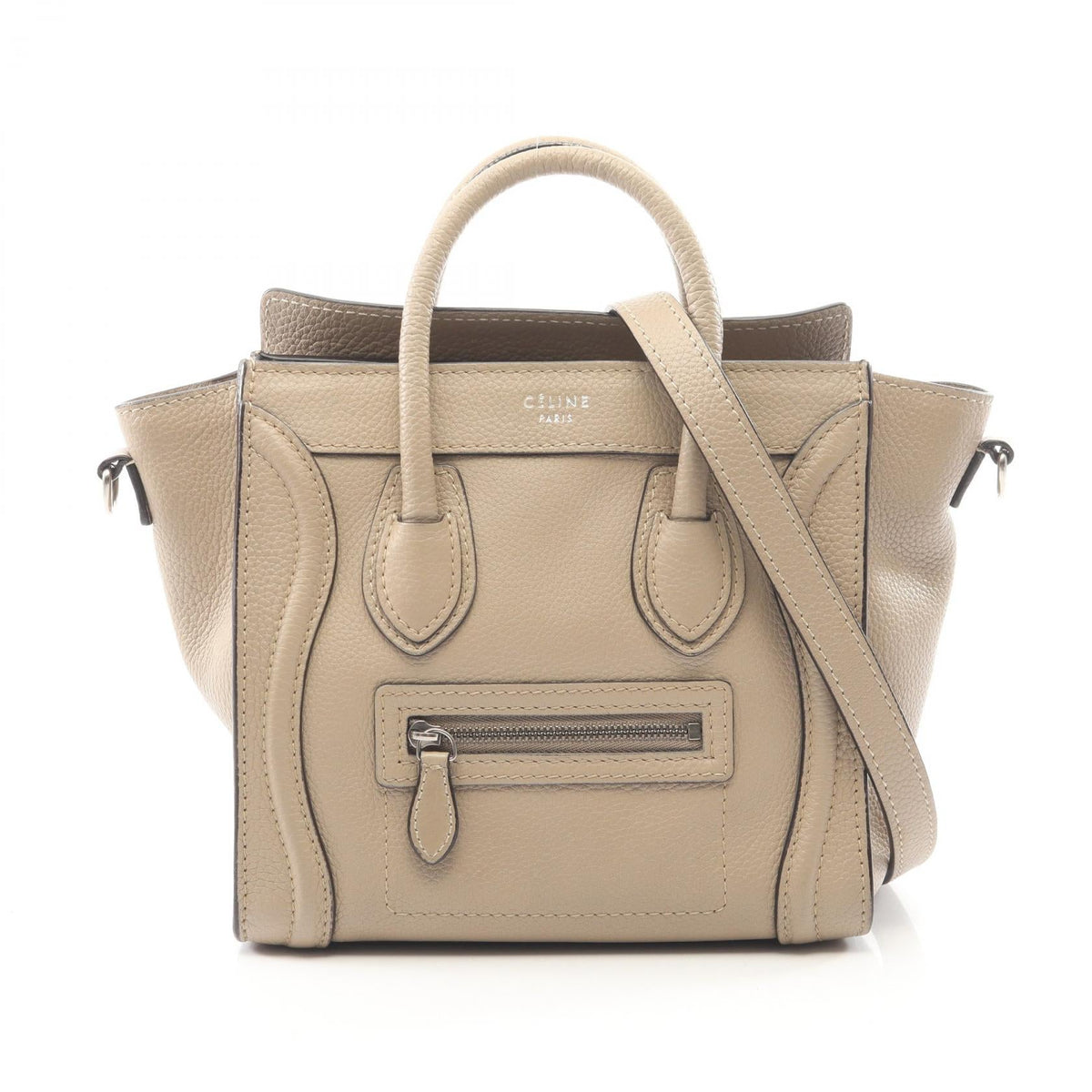 Preloved CELINE Luggage Nano Shopper 2WAY Handbag Beige leather 2101220060763
