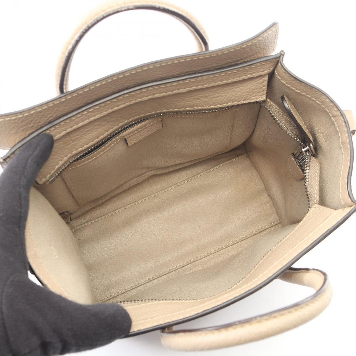 Preloved CELINE Luggage Nano Shopper 2WAY Handbag Beige leather 2101220060763