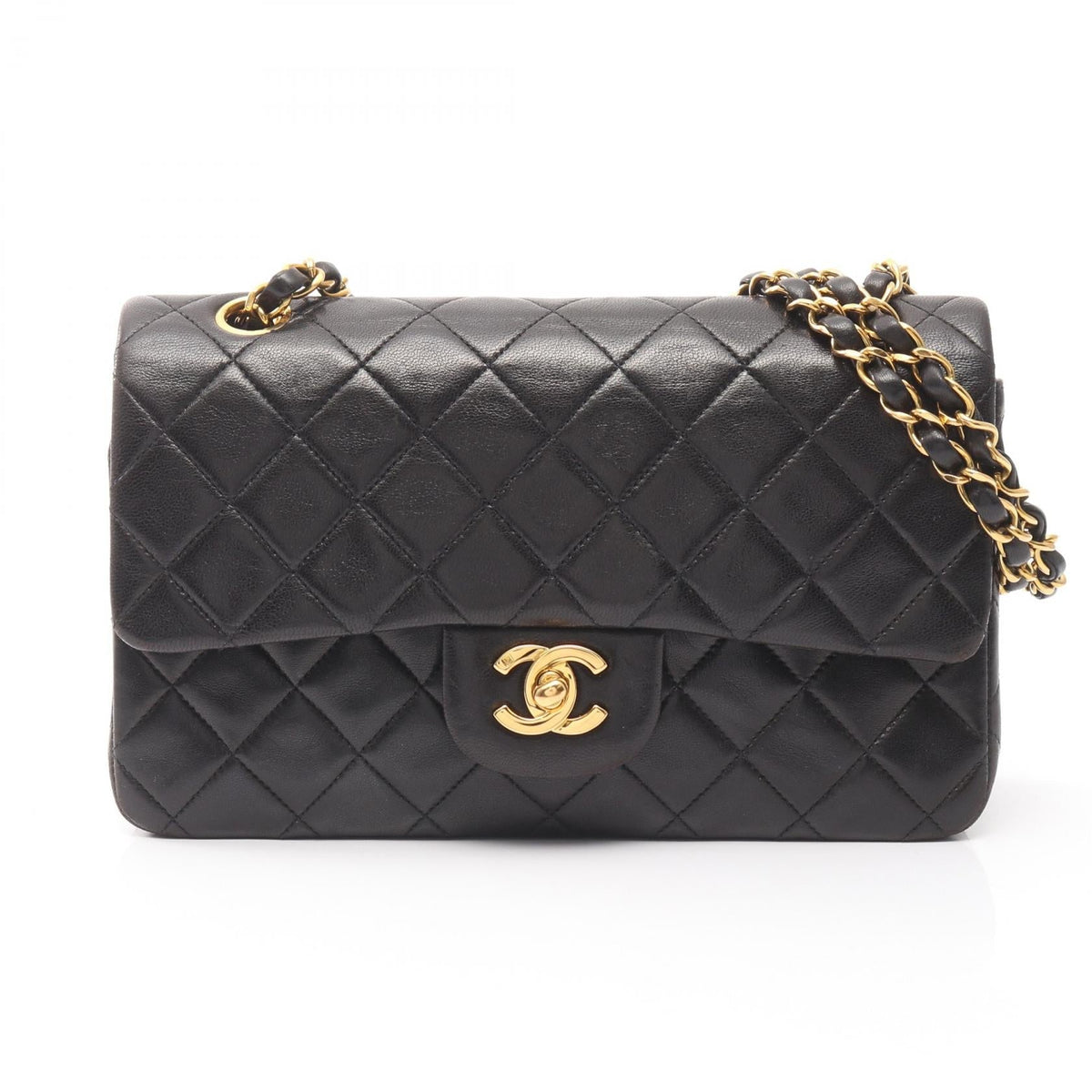 Preloved CHANEL Black Matelasse W flap Lambskin (sheep leather) 2101219427089