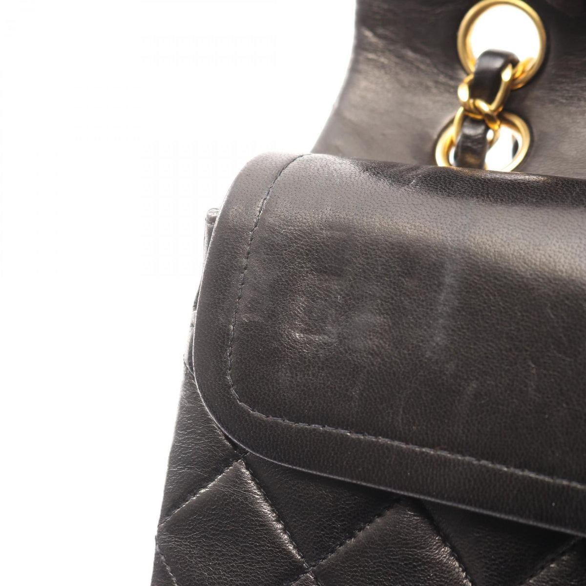 Preloved CHANEL Black Matelasse W flap Lambskin (sheep leather) 2101219427089