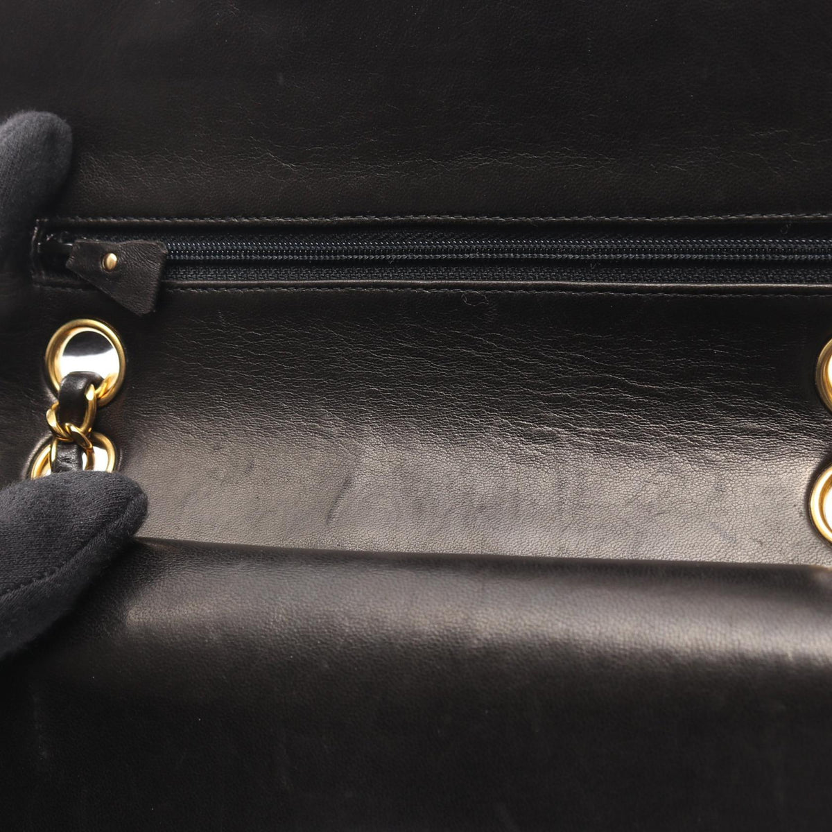Preloved CHANEL Black Matelasse W flap Lambskin (sheep leather) 2101219427089